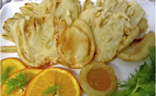 Hinojos rebozados con naranja y mermelada de moscatel