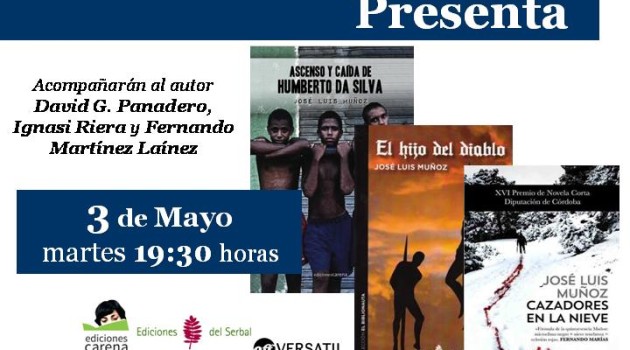 Tres autores acompañan a José Luis Muñoz el martes 3 de mayo en librería Burma de Madrid