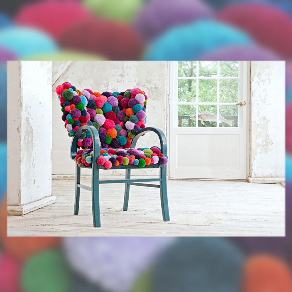 Puffs, alfombras y sillas de pompones by La Musa Decoracion 05