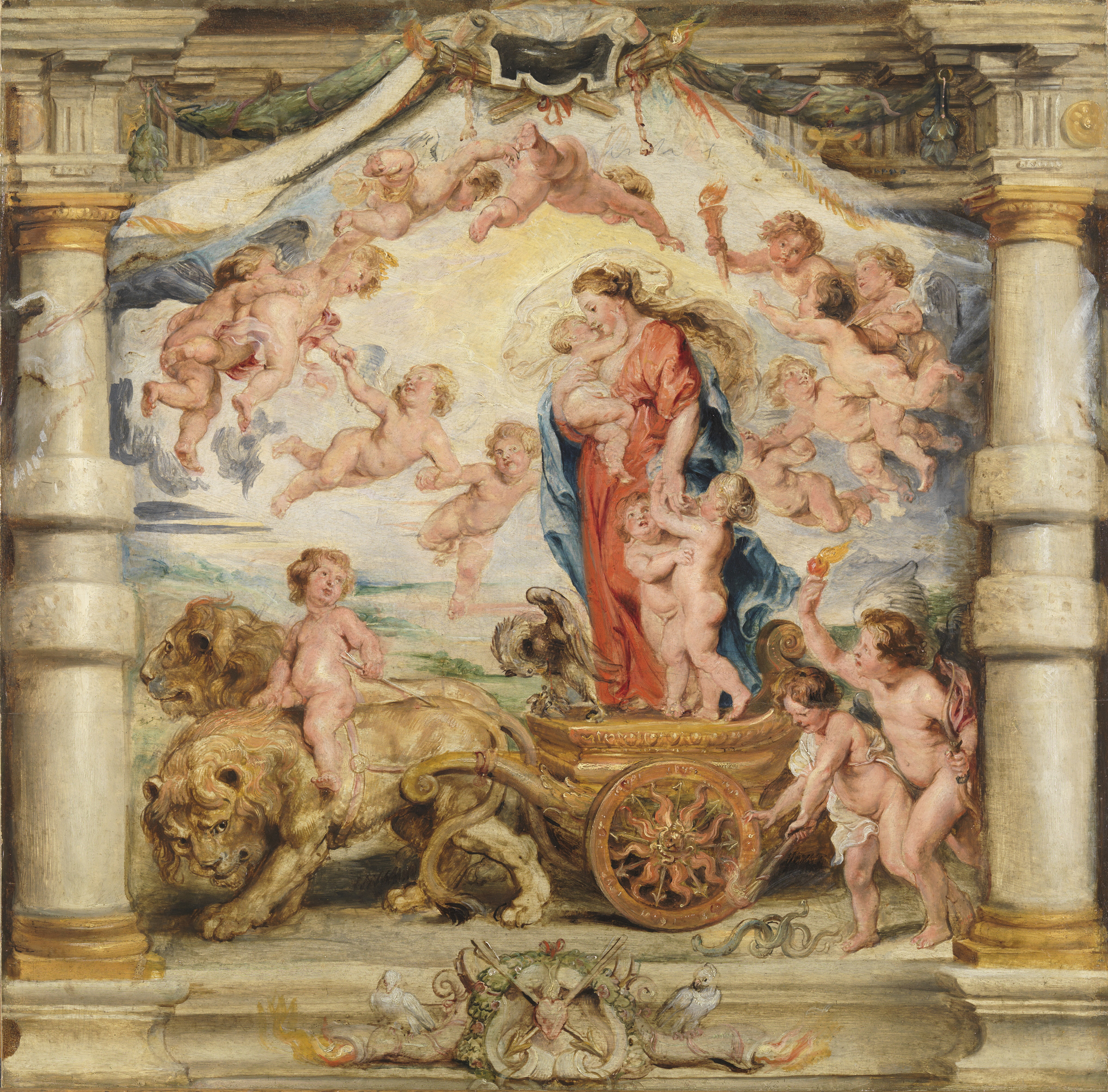 El Triunfo del Amor Divino, Rubens. Óleo sobre tabla, 65,5 x 66,5 cm, h. 1625. Museo Nacional del Prado.