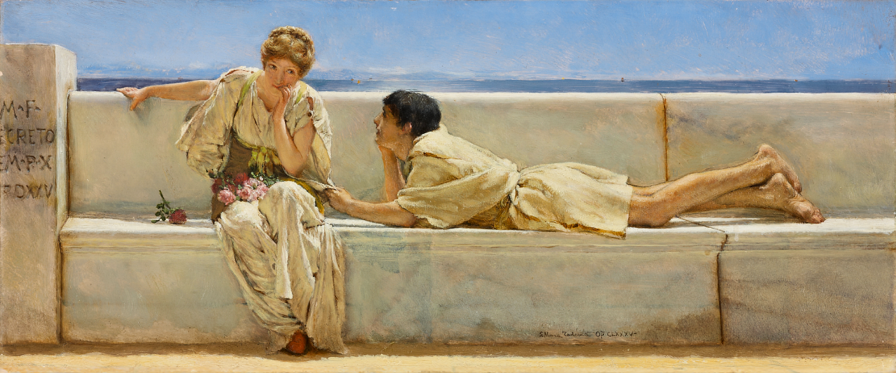 La pregunta, 1877. Lawrence Alma-Tadema. Colección Pérez Simón, México.