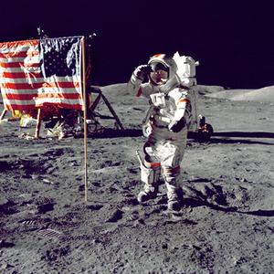 Cernan Jump Salutes Flag